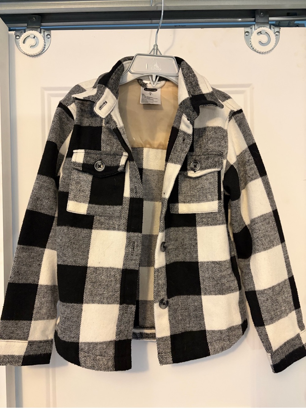 Kids Black & White Buffalo Plaid Button-Front Jacket